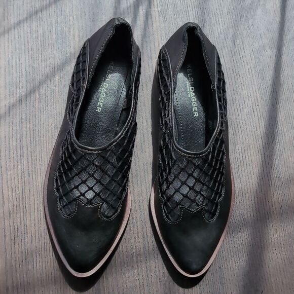 NWT Kelsi Dagger Genuine Leather Black Mesh Slip-On Loafer Size 6.5 Us Euro37 - Picture 3 of 14